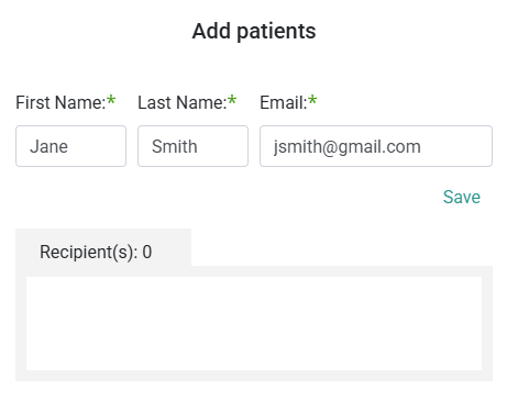 Add new patient to recipients Add new patient to recipients demo