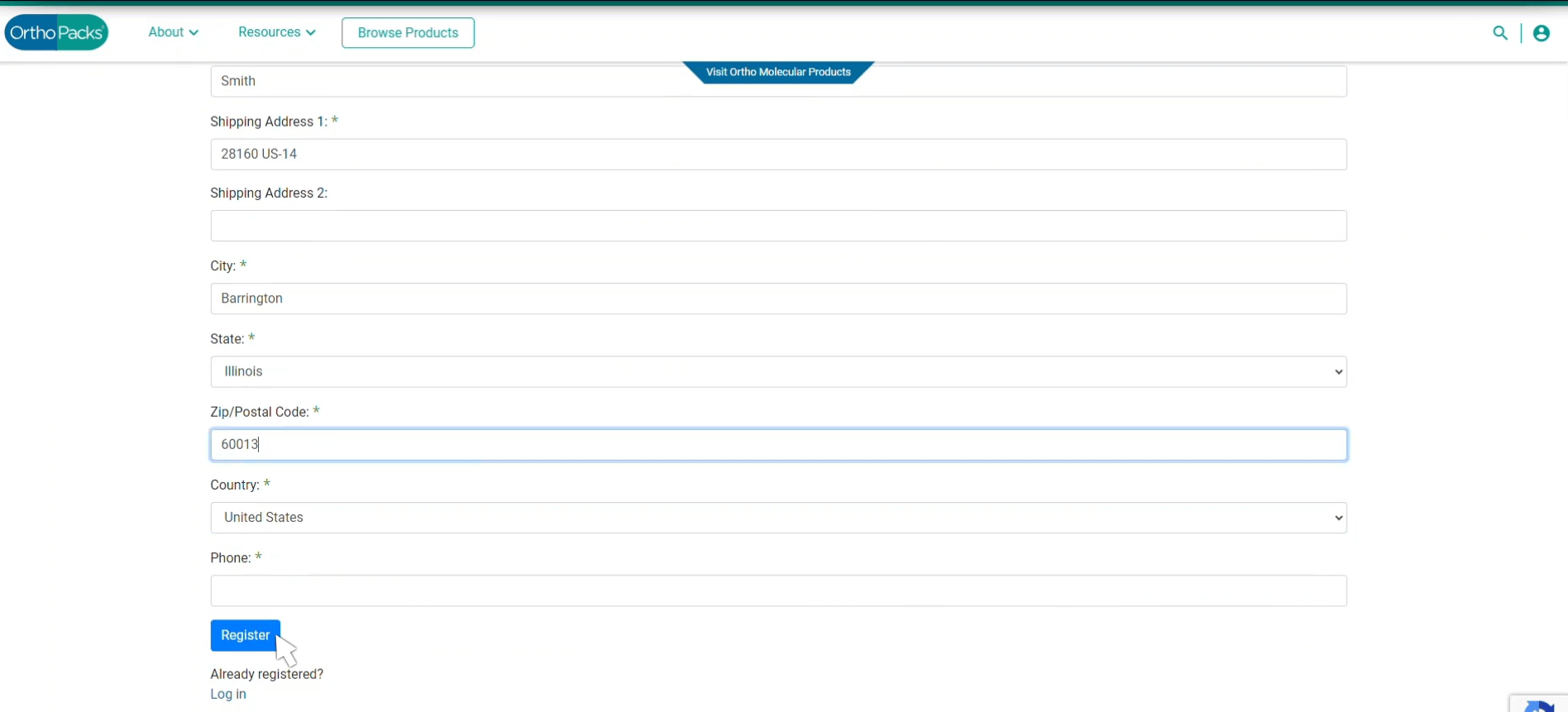 Patient Protocol Complete Registration screen shot