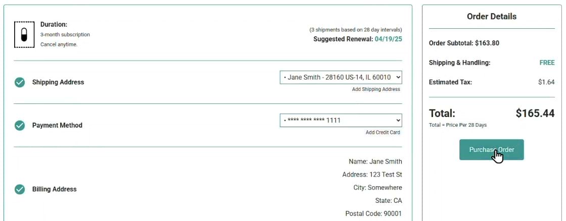 Patient purchase order Patient purchase order screenshot