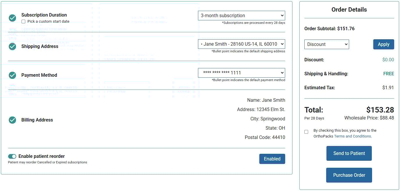 Provider checkout Provider checkout screenshot